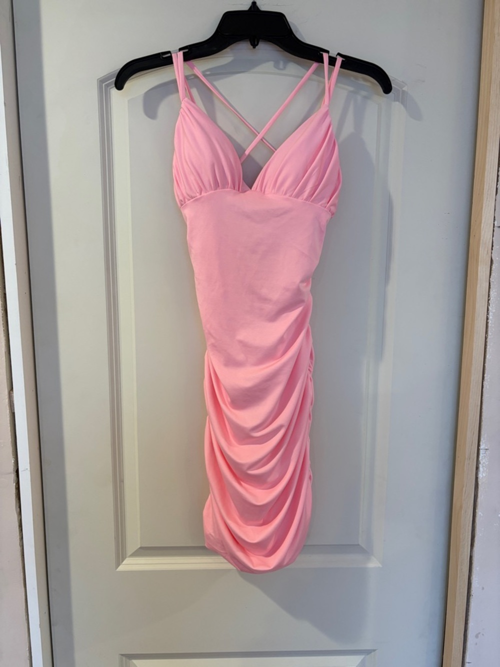 Pink Ruched Bodycon Dress